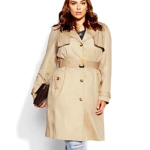 City Chic Sandstone Ichika Trench Coat